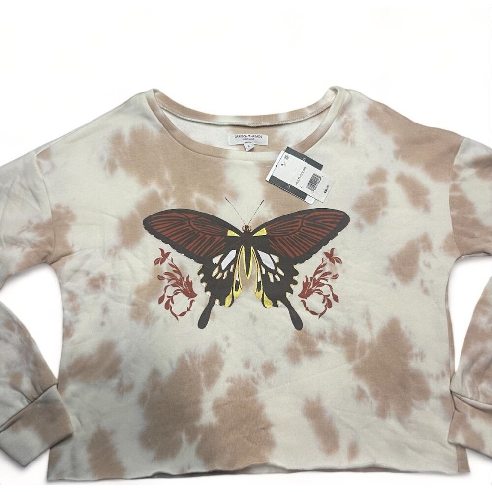 Grayson Threads Butterfly Printed Sweatshirt for Juniors, Size L, New - Picture 3 of 12